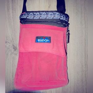 Kavu Pink Cotton Crossbody Strap Keeper Purse Small